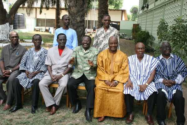 Mr Kwesi Ahwoi, Minister of Agriculture in a group picture interacting with the former Ministers of Agriculture  - Kwabena Adjei