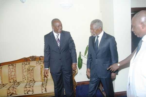 Vice President Mahama Welcoming Kofi Annan to His Office the Castle Osu   - John Dramani Mahama