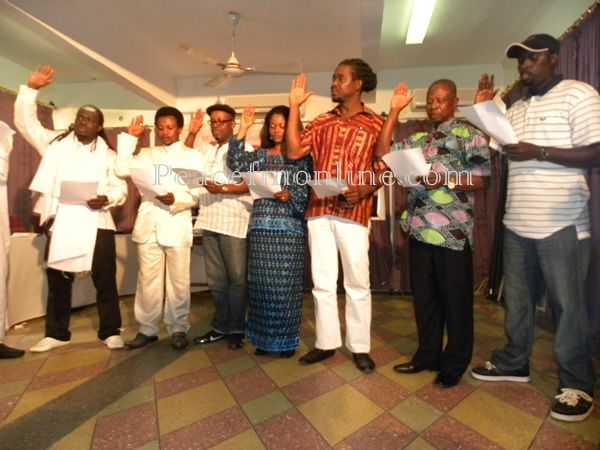 Obour and his new executives swearing in after the election   - Obour