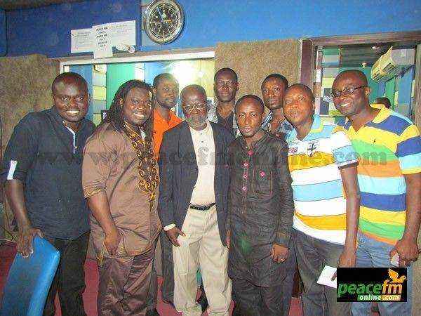 Fennec, Obour and Agya Koo Nima with Entertainment Review crew inside Peace FM studio    - Obour